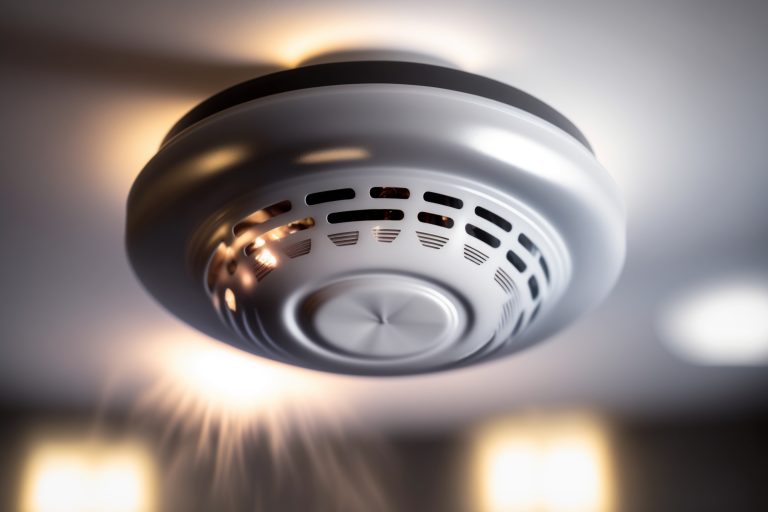 Ceiling-mounted smoke detector in a residential building